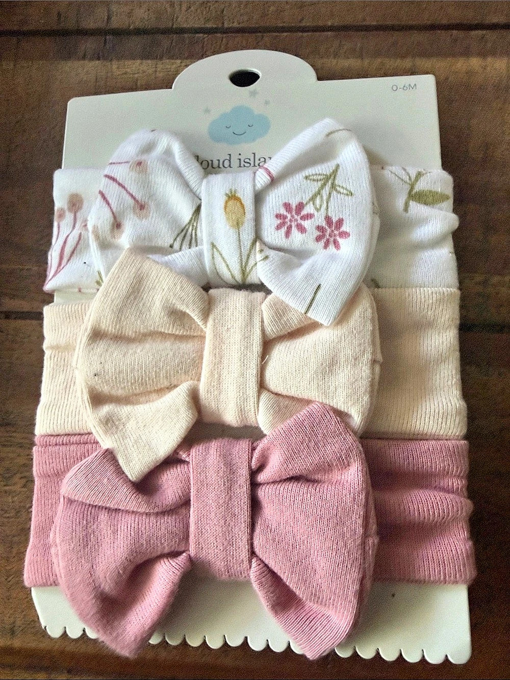 cloud island Baby Girls' 3pc Headwrap Set Floral Bow Baby 0-6M